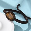 Adjustable Oval Natural Tiger Eye Braided Bead Bracelets BJEW-H626-02-10-3