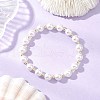 Shell Pearl Round Beads Stretch Bracelets for Women BJEW-JB11998-02-1