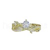 Retro Brass Micro Pave Clear Cubic Zirconia Finger Rings for Women FS-WG492FF-02-3