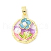 Brass Enamel Pendants KK-Z101-09G-A01-1