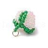 Handmade Glass Seed Beaded Peach Pendants PALLOY-MZ00688-4