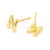 Brass Hollow Out Initial Letter Stud Earrings for Women EJEW-A044-01G-N-2