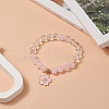 Natural Rose Quartz & Quartz Crystal Beaded Stretch Bracelet BJEW-TA00246-5