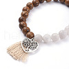 Natural White Jade(Dyed) Beads Stretch Charm Bracelets BJEW-JB05275-01-2