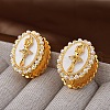 Oval with Ballerina Girl Brass Micro Pave Clear Cubic Zirconia Hoop Earrings for Women EJEW-Q391-36G-1
