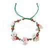 3Pcs 3 Colors Flower Natural Hemimorphite % Carnelian & Synthetic Citrine Beads Braided Bracelets for Women BJEW-TA00625-3