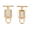Brass Micro Pave Clear Cubic Zirconia Toggle Clasps KK-N254-163G-3