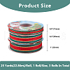 DICOSMETIC 3Roll 3 Styles Polyester Striped Ribbon OCOR-DC0001-18-2