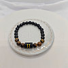 Natural Tiger Eye & Black Obsidian Round Beaded Stretch Braceletes WG32BD9-08-1