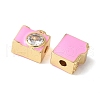 Brass Pave Clear Cubic Zirconia Beads KK-H449-86G-02-2