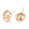 Golden Brass Micro Pave Cubic Zirconia Stud Earring Findings KK-P253-05C-G-2