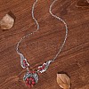 Bohemian Style Alloy Pave Dyed Synthetic Turquoise Feather Pendant Necklaces for Women FS-WG069F3-02-1