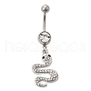 Alloy Rhinestone Snake Curved Barbell Belly Rings AJEW-R007-03P-01-5