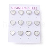 6 Pairs Natural White Shell Heart Stud Earrings EJEW-G291-02P-1