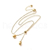 304 Stainless Steel Teardrop Pendant Lariat Necklaces for Women NJEW-U031-01G-2