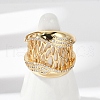 Brass Micro Pave Clear Cubic Zirconia Open Cuff Rings for Women RJEW-A059-05G-4