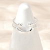 925 Sterling Silver Adjustable Cuff Rings for Women RJEW-G351-02S-1