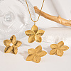 Flower Stainless Steel Stud Earrings & Pendant Necklaces & Rings Sets for Women ZP5459-1-2