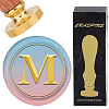 Brass Wax Seal Stamp with Wood Handle AJEW-WH0412-0308-1