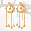 Elegant Stainless Steel Geometric Leaf Tassel Stud Earrings AC8840-4