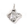 Brass Pave Clear Cubic Zirconia Pendants KK-Z051-01P-03-1