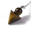 Natural Tiger Eye Cone Dowsing Pendulum Pendants G-G983-04P-04-3