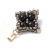 Natural Black Onyx(Dyed & Heated) & Glass Seed Beaded Woven Pendants PALLOY-MZ00365-05-4