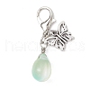 Glass Teardrop & Tibetan Style Alloy Butterfly Pendant Decorations HJEW-JM03253-4