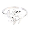 Non-Tarnish 304 Stainless Steel Leaf Cuff Rings STAS-H142-01P-1