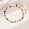 Fashionable Real 18K Gold Plated Brass Glass Double Layers Anklets for Women's Beachwear HR3444-4-1