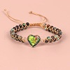 Heart Natural Imperial Jasper Beads Link Bracelets WG1E55C-14-1