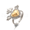 Gothic Style Brass Micro Pave Clear Cubic Zirconia Cuff Rings for Women RJEW-U051-02A-GP-4