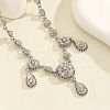 Flat Round & Teardrop Alloy Rhinestone Pendant Necklaces for Women FS-WGF4FE9-03-1