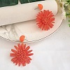 Flower Brass Grass Dangle Stud Earrings FS-WG07395-01-1