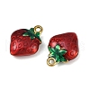 Strawberry 304 Stainless Steel Enamel Pendants STAS-L290-21C-G-2