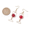Copper Wire Wrapped Glass Bead Dangle Earrings EJEW-JE06327-3