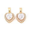 Brass Micro Pave Clear Cubic Zirconia Charms KK-E068-VC433-2