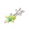 7Pcs 7 Styles Dyed Synthetic Turquoise Starfish & Alloy Sea Animals Pendants PALLOY-JF03754-03-5