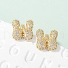Brass Micro Pave Cubic Zirconia Stud Earrings EJEW-Z091-04G-W-1