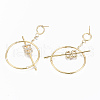 Brass Micro Pave Clear Cubic Zirconia Dangle Stud Earrings KK-S356-143G-NF-2