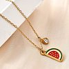 304 Stainless Steel Red Enamel Pendant Necklaces for Women NJEW-U043-02A-G-2