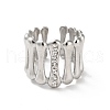 304 Stainless Steel Rhinestone Cuff Rings RJEW-M171-21P-2