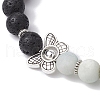 5Pcs 5 Styles Natural Flower Amazonite & Lava Rock Stretch Bracelets Set BJEW-JB09746-S-4