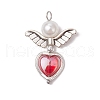 Angel with Heart Tibetan Style Alloy Beads with Electroplate Non-magnetic Synthetic Hematite Beads and Transparent Acrylic Beads and ABS Plastic Imitation Pearl Round Beads Pendants PALLOY-JF03624-3