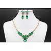 Horse Eye & Leaf & Teardrop Alloy Rhinestone Pendant Necklaces & Stud Dangle Earrings Sets FS-WG3720E-01-1