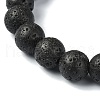 Natural Dyed Crackle Agate & Lava Rock Round Beaded Stretch Bracelet BJEW-TA00444-03-4