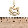 304 Stainless Steel Crystal Rhinestone Rocking Horse Pendant Necklaces for Women NJEW-F339-02G-4