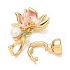 Brass Natural Pearl Enamel Fold Over Clasps KK-U059-31G-01-2