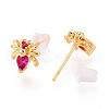 Brass Micro Pave Cubic Zirconia Stud Earrings EJEW-T047-34G-2