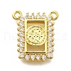 Brass Micro Pave Clear Cubic Zirconia Rectangle with Round Pendants KK-D295-33G-1